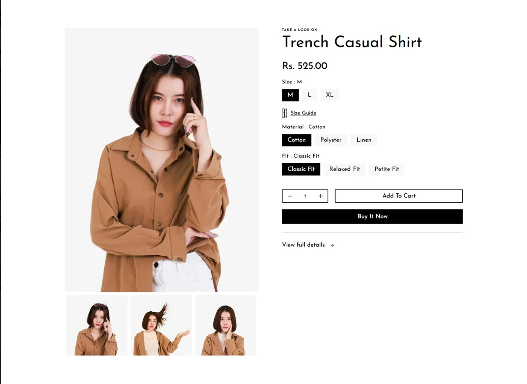 Glamourin product category layout