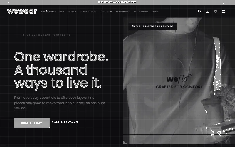 Editorial Apparel Store — layout X-ray
