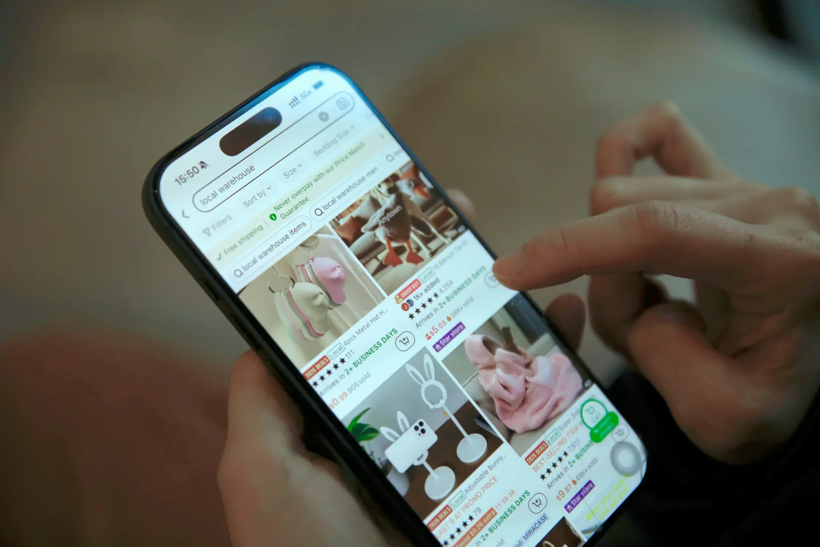 Shopper scrolling products in a store app