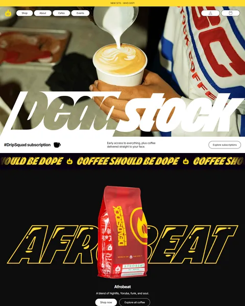 Deadstock Coffee full homepage