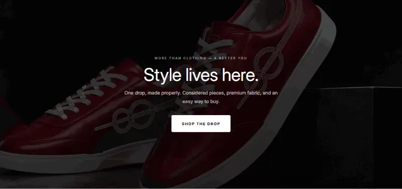 Instagram ad creative: red sneakers, 'Style lives here'
