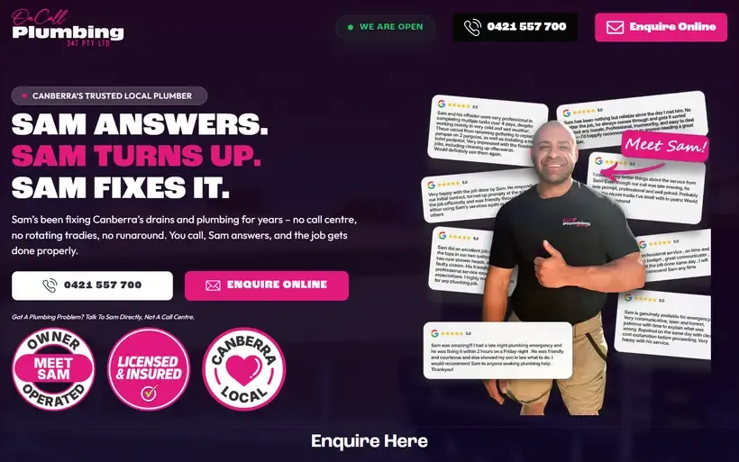 On Call Plumbing — finished design