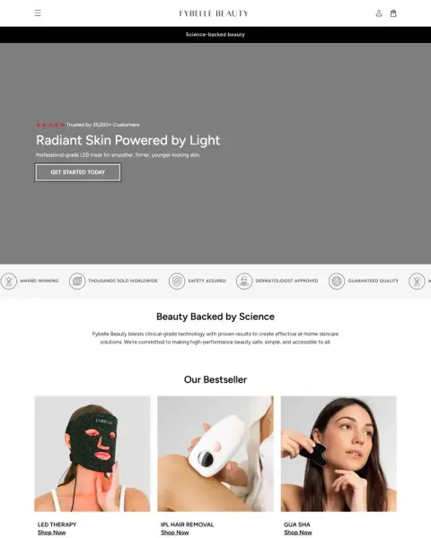 Fybelle Beauty full homepage