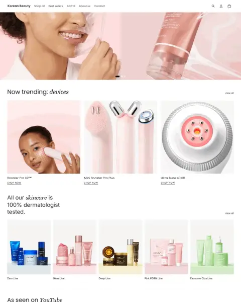 K-beauty store homepage
