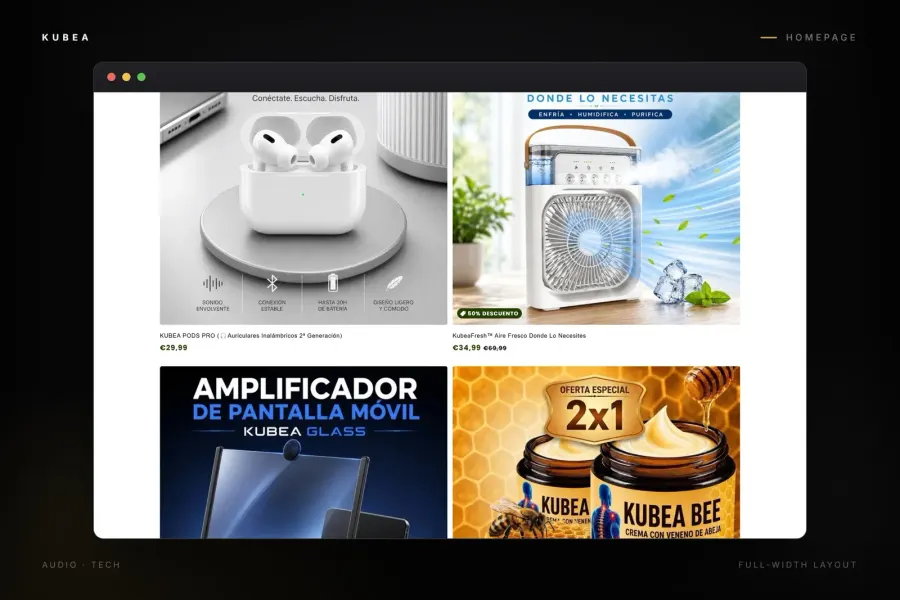 Kubea store on a laptop