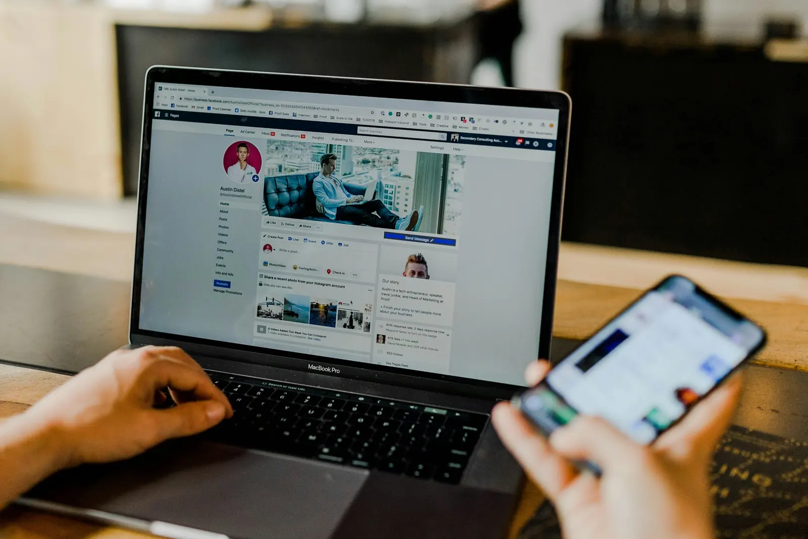 Ads and analytics open on a laptop and a phone