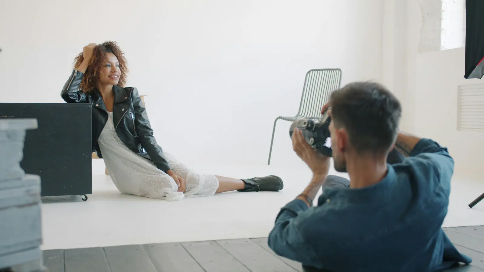 Photographer shooting a model for a campaign