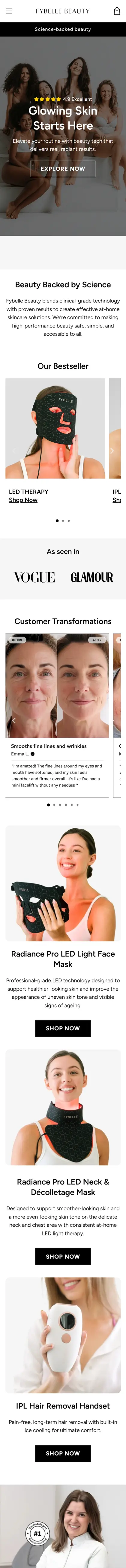Fybelle Beauty on a phone