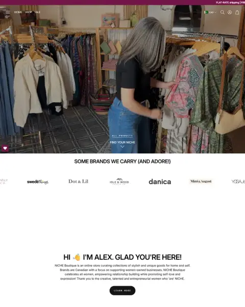 Niche Boutique full homepage