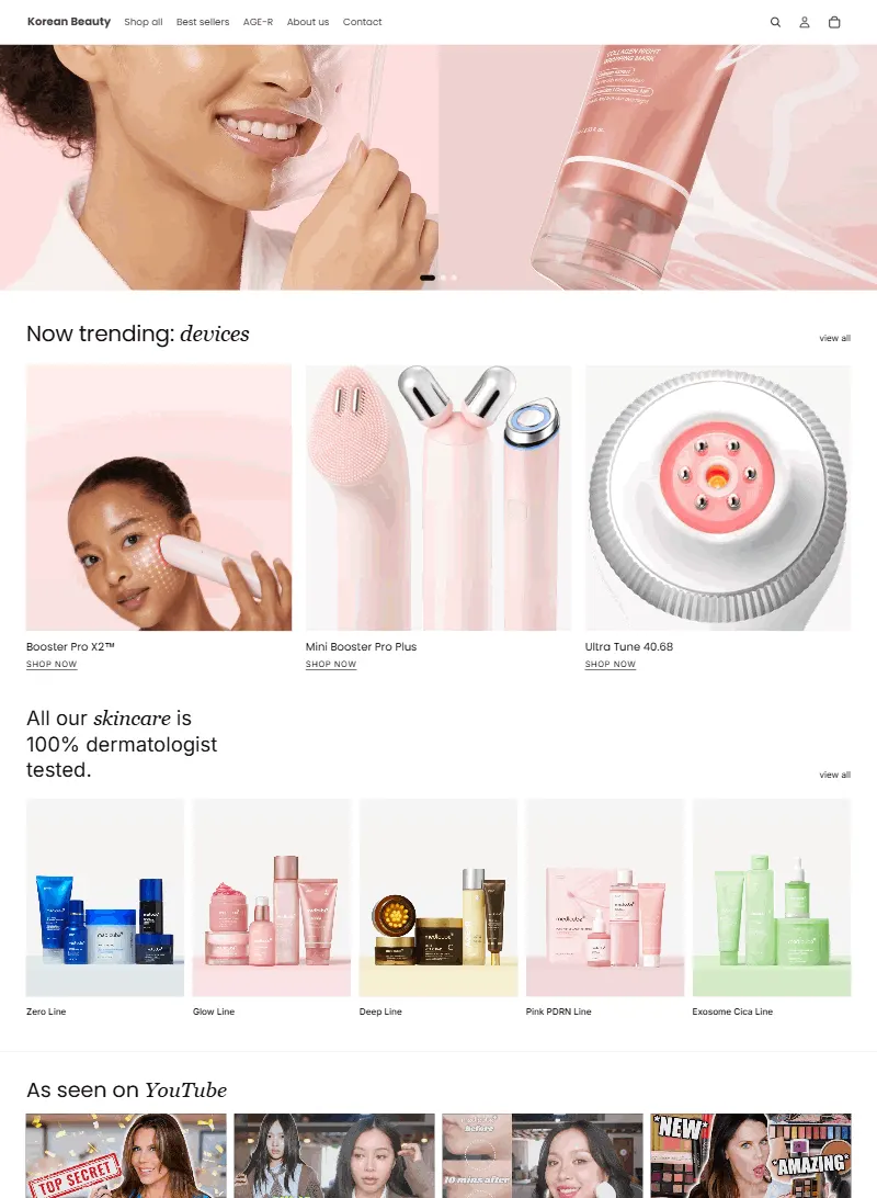K-beauty store homepage