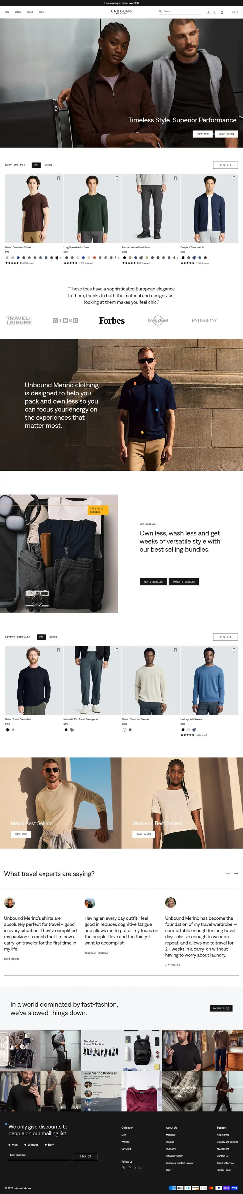 Unbound Merino full homepage
