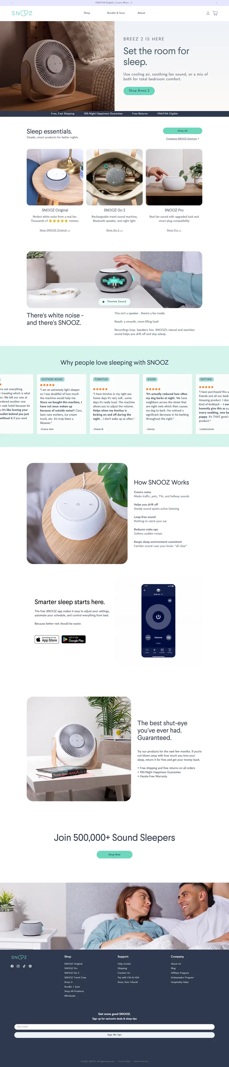 SNOOZ full homepage