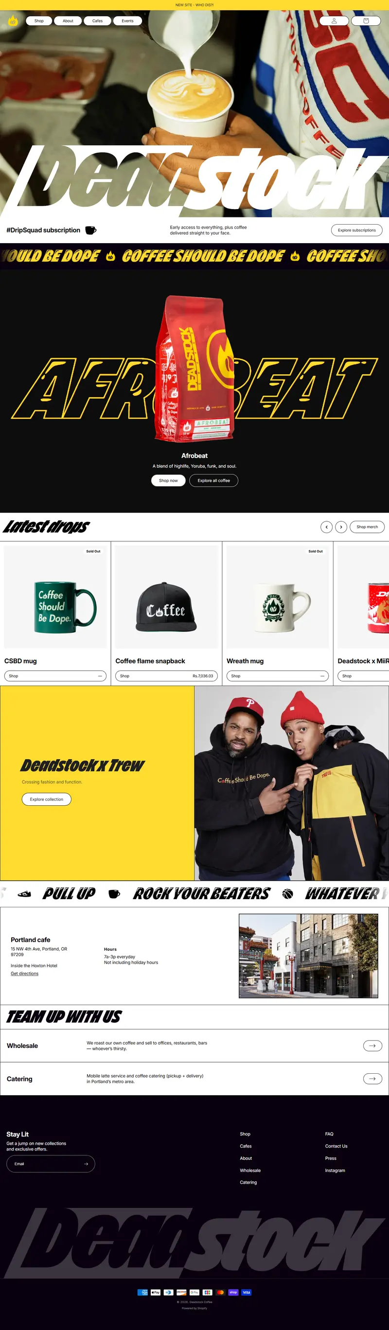 Deadstock Coffee full homepage
