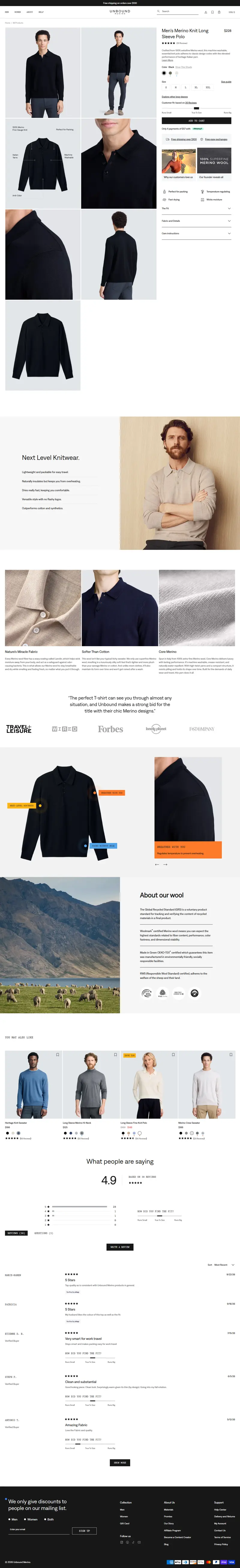 Unbound Merino knit polo product page