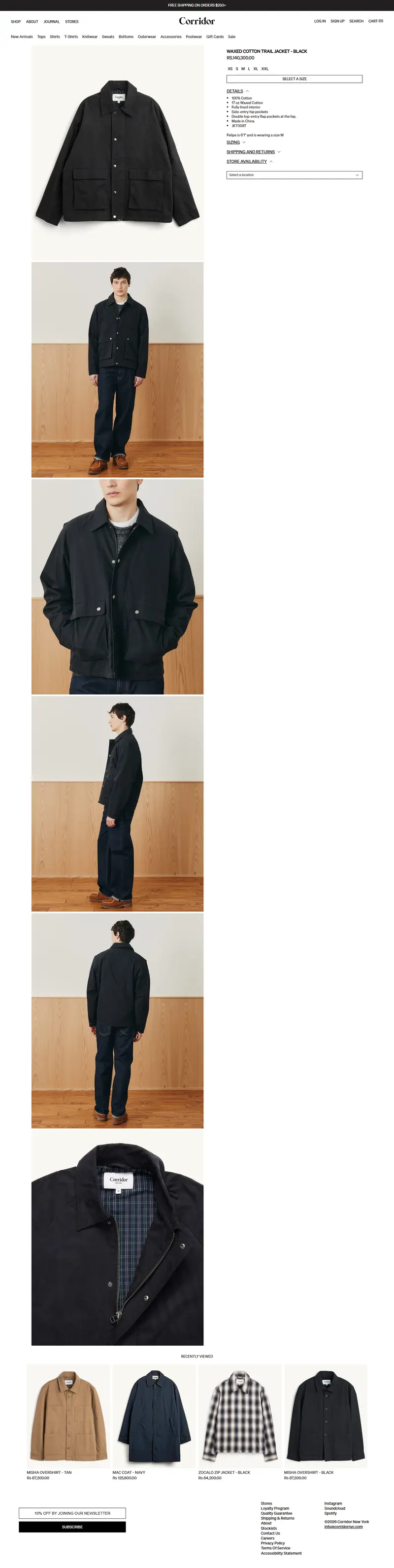 Corridor waxed cotton jacket product page