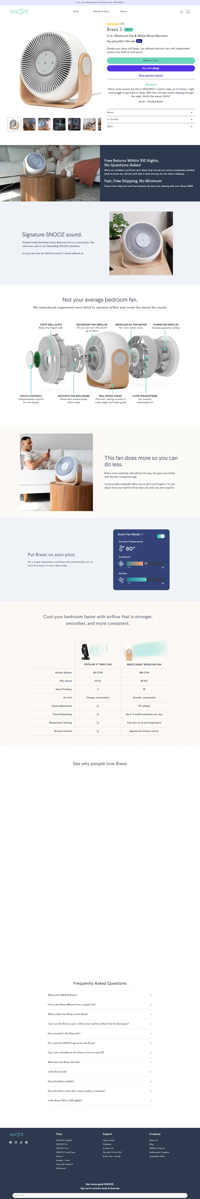 SNOOZ Breez 2 product page