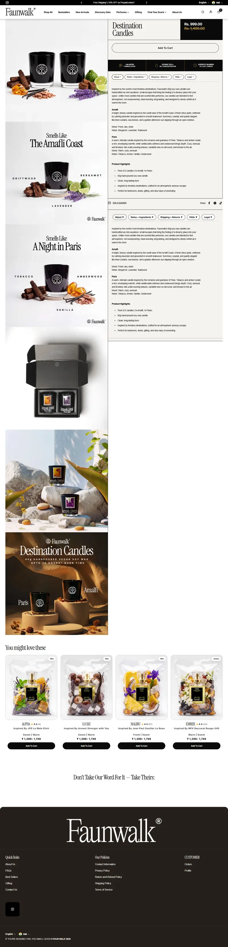 Faunwalk destination candles product page
