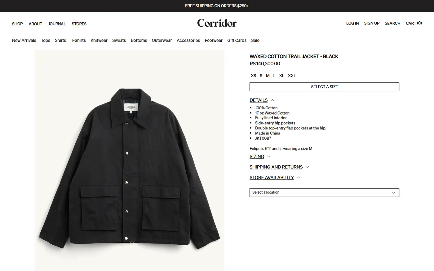 Corridor waxed cotton jacket product page