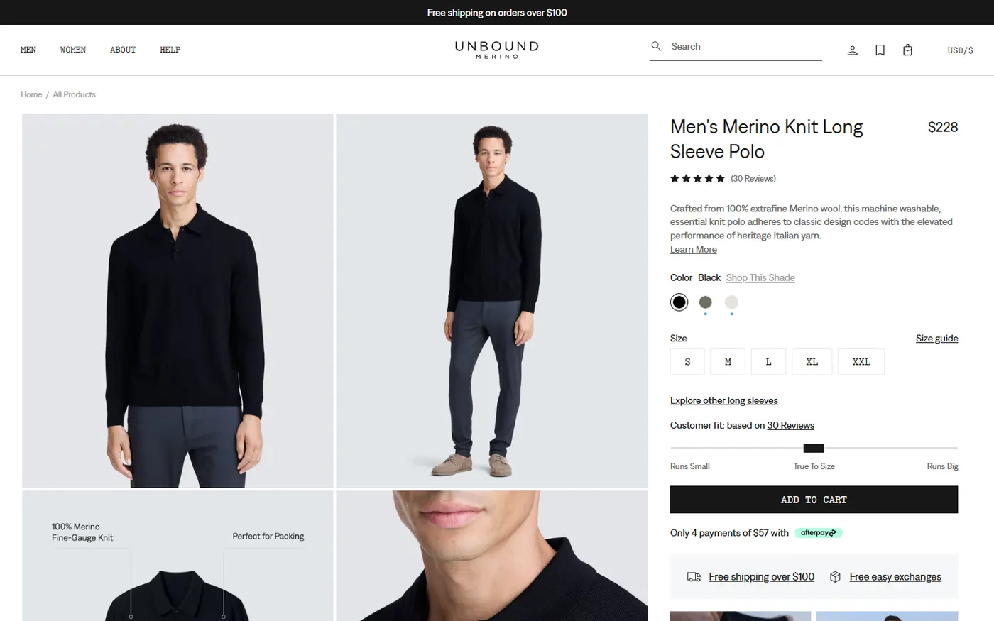 Unbound Merino knit polo product page