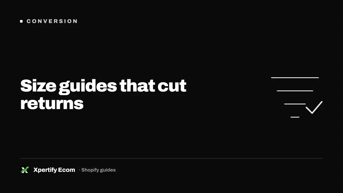 Size guide and size selection on a Shopify product page