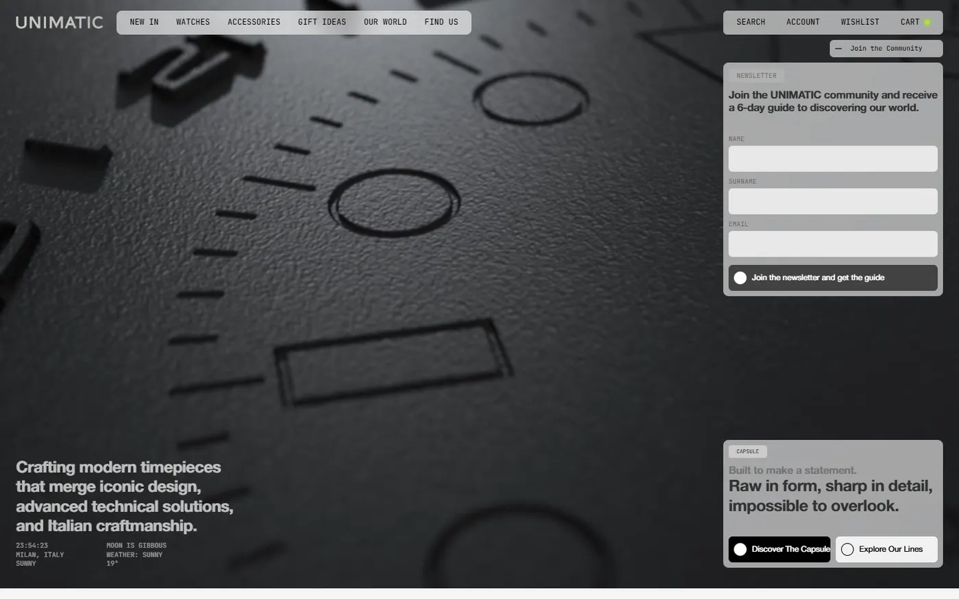 Unimatic homepage