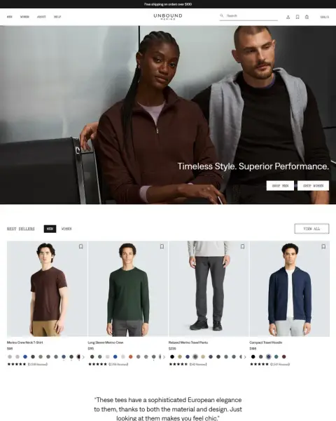 Unbound Merino full homepage