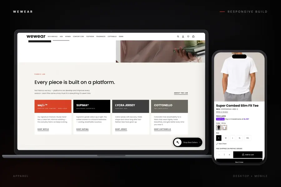 WeWear on desktop and mobile